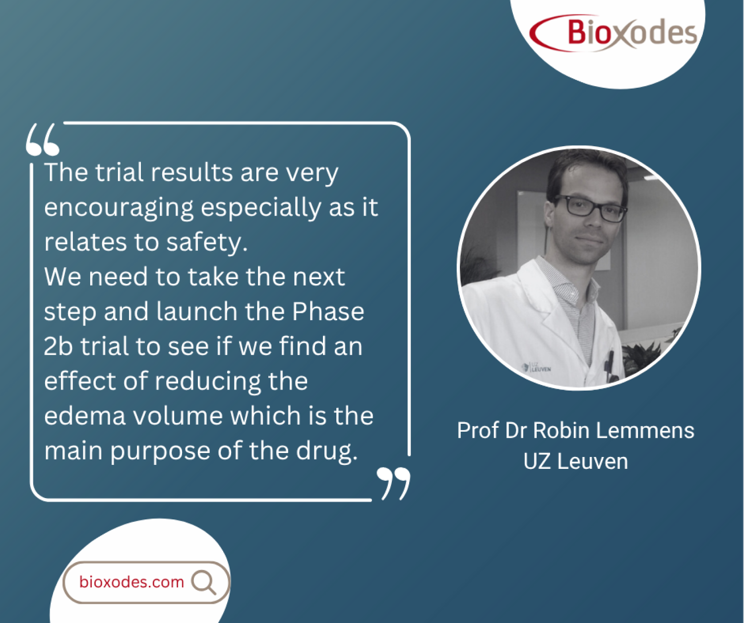 Bioxodes presents BIOX-101 clinical data showing breakthrough potential for stroke in webcast with Prof Dr Robin Lemmens